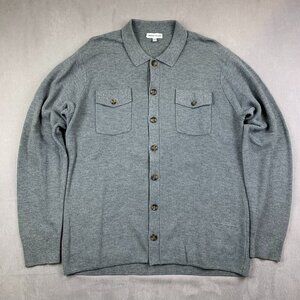 Peter Millar Men Trenton Jumper Shirt Sweater Large Gray Pima Cotton Merino Wool